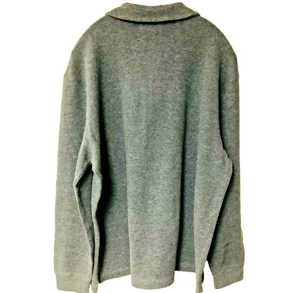 Polo Ralph‎ Lauren Gray 1/4 Zip Pullover Sweater Men's L Pony Leather Pull Dad